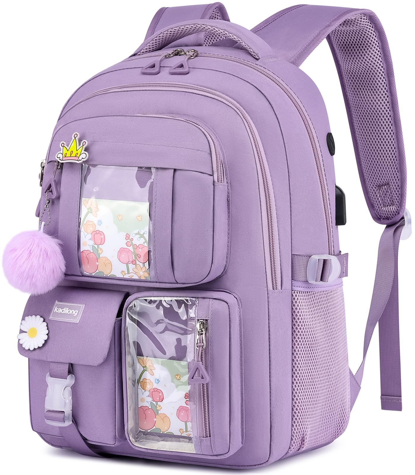 View 1 of 17.3 Inch Cute School Backpack Bookbag for Girls,Laptop Bag Back Pack for Women Back Pack Anti Theft Mochila Escolar Mujer Niñas(Purple)