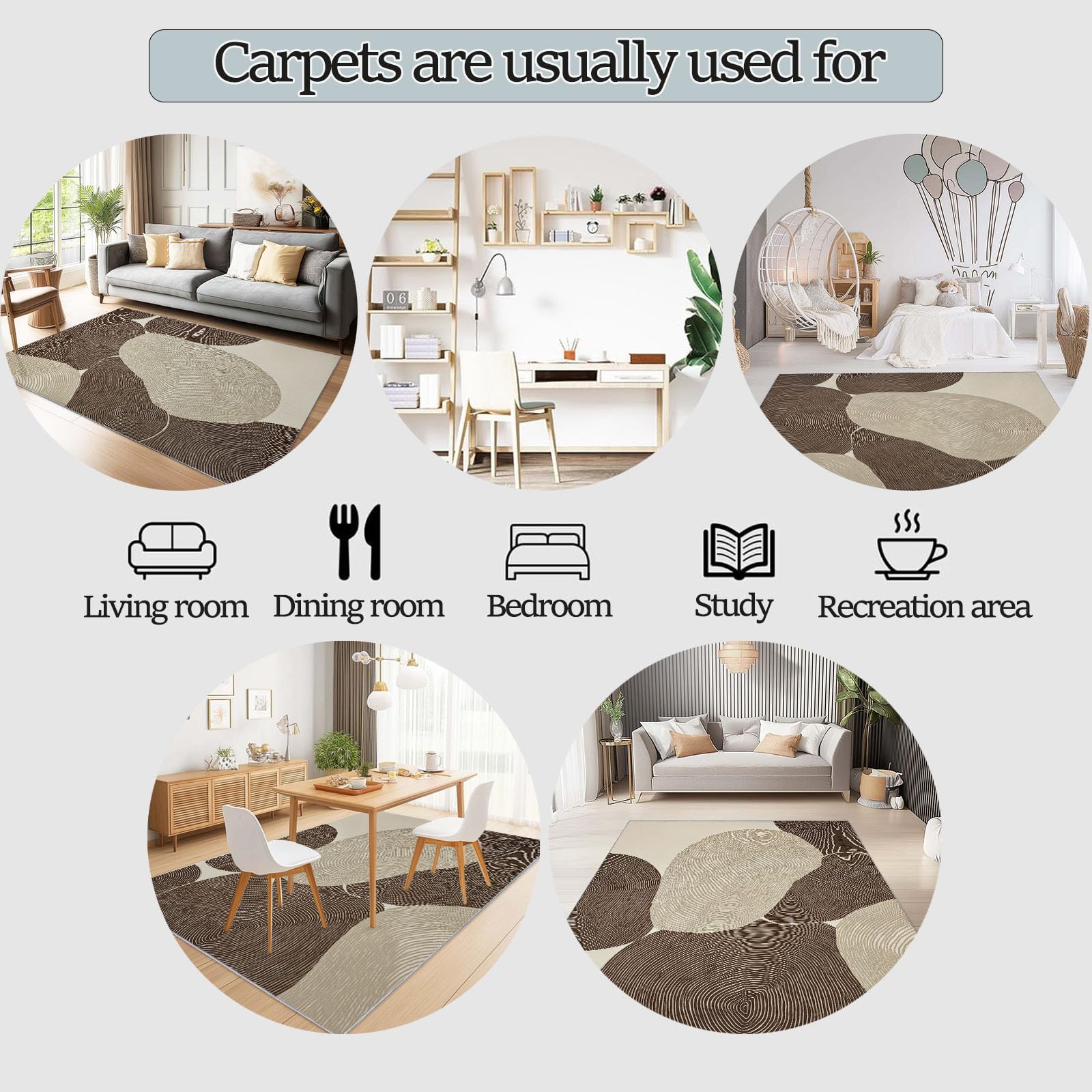 Geometrie Polygone Konzentrische Linien Schlafzimmer Teppich, 160 x 230 cm Teppiche Minimalistisch Art Deco Waschbarer Kurzflor rutschfest Rückseite für Wohnzimmer Esszimmer Badezimmer Küchen Büro