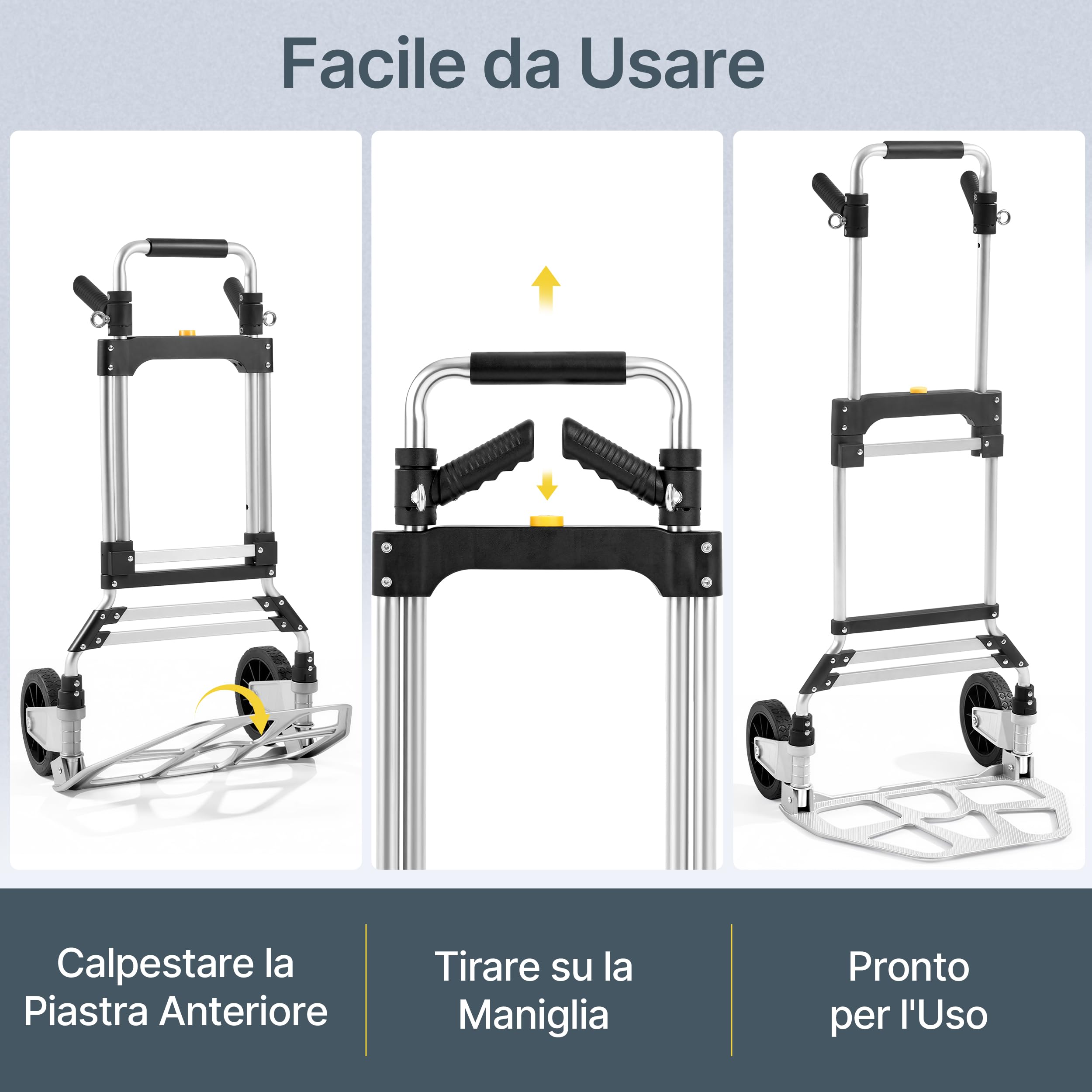 Yaheetech Carrello in Alluminio Pieghevole con Ruote Portata 150 kg