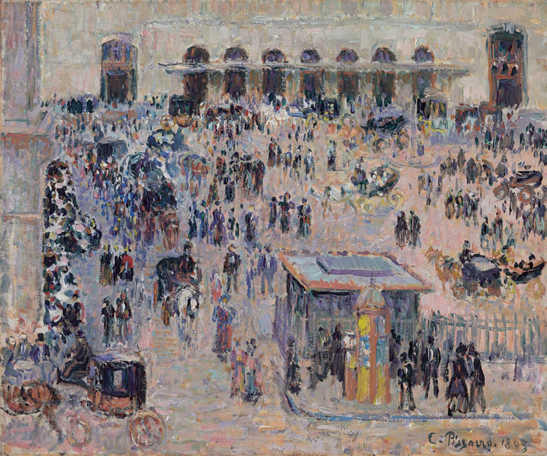 SERENDIPITP Retro Picture Poster Wall Art Pictures Painting Place Du Havre and Gare Saint-lazare by Camille Jacob Pissarro Wall Art Canvas Print for Wall Decor 60x90cm