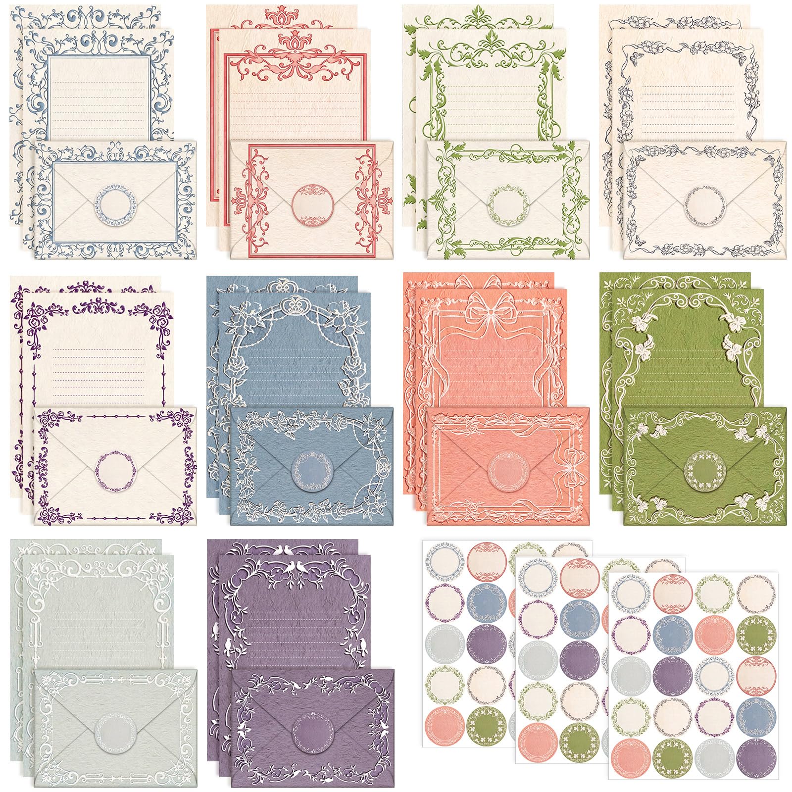 TaoBary 160 Pcs Vintage Lace Frame Stationery Paper and Envelopes Set