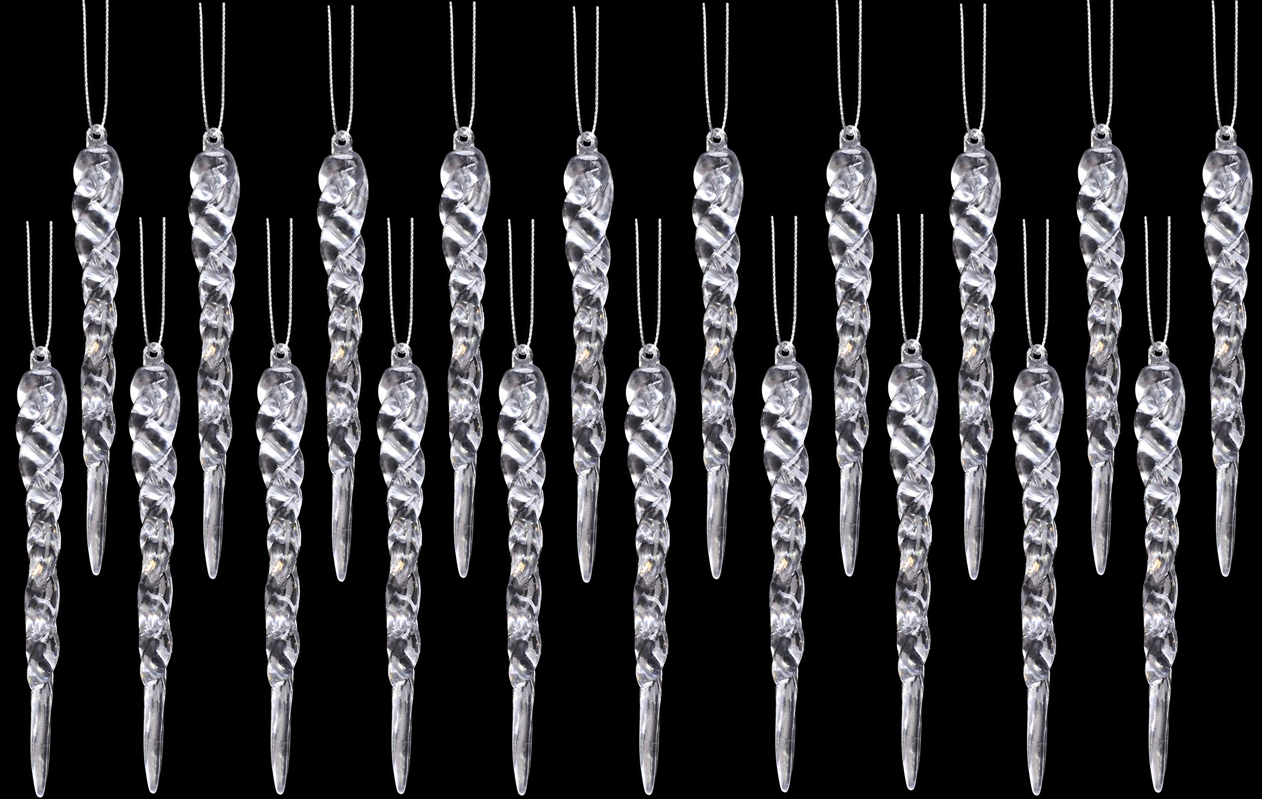 Christmas Concepts Clear Christmas Concepts® 12Cm Glitter Icicle Decorations Christmas Tree Trims (Ice, 20)