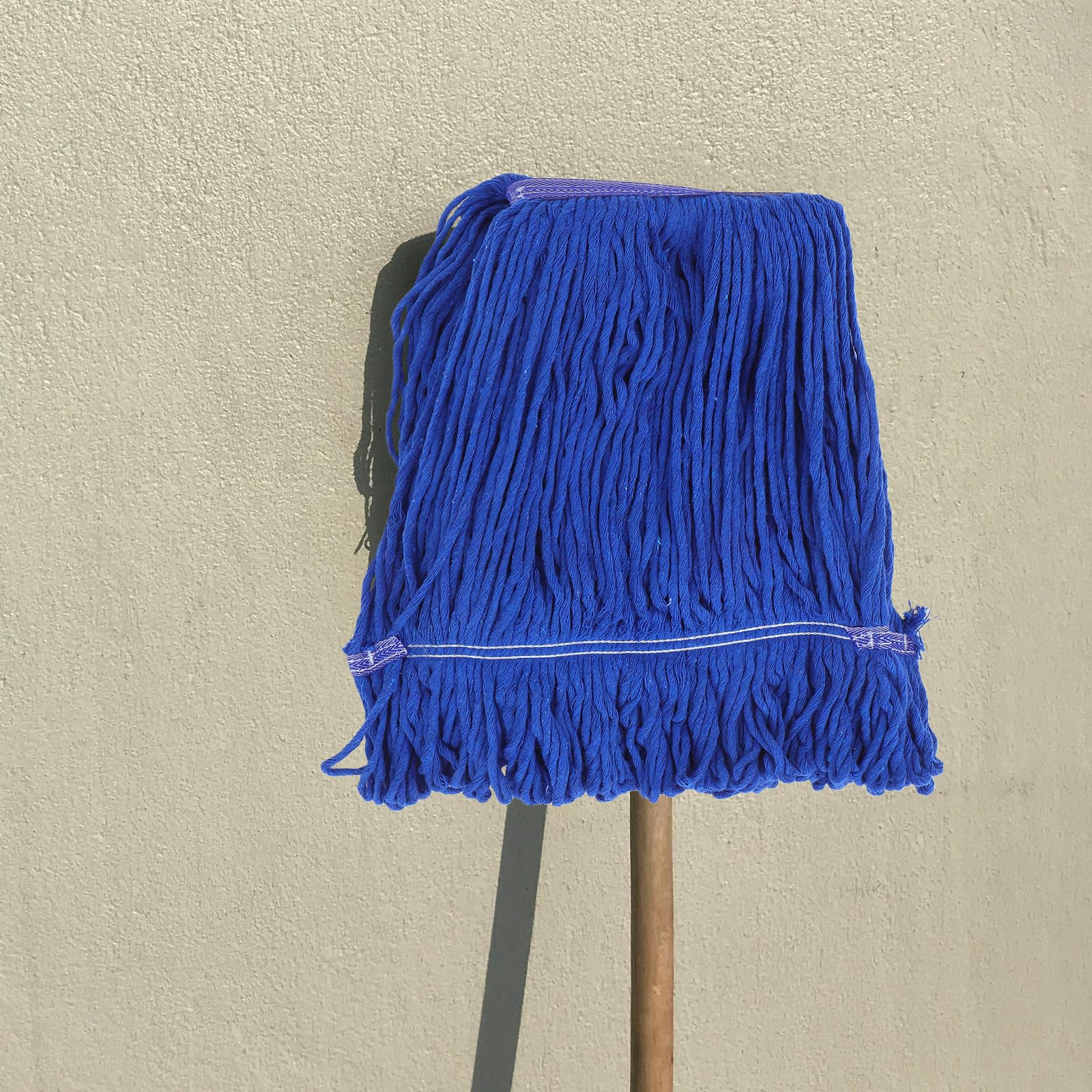 Vaguelly Recambio de Cabezal de Fregona de Algodón Azul para Limpieza Pesada Compatible Mopa de Cera, Paquete de 3 Piezas Adecuado para Oficinas y Grandes Áreas