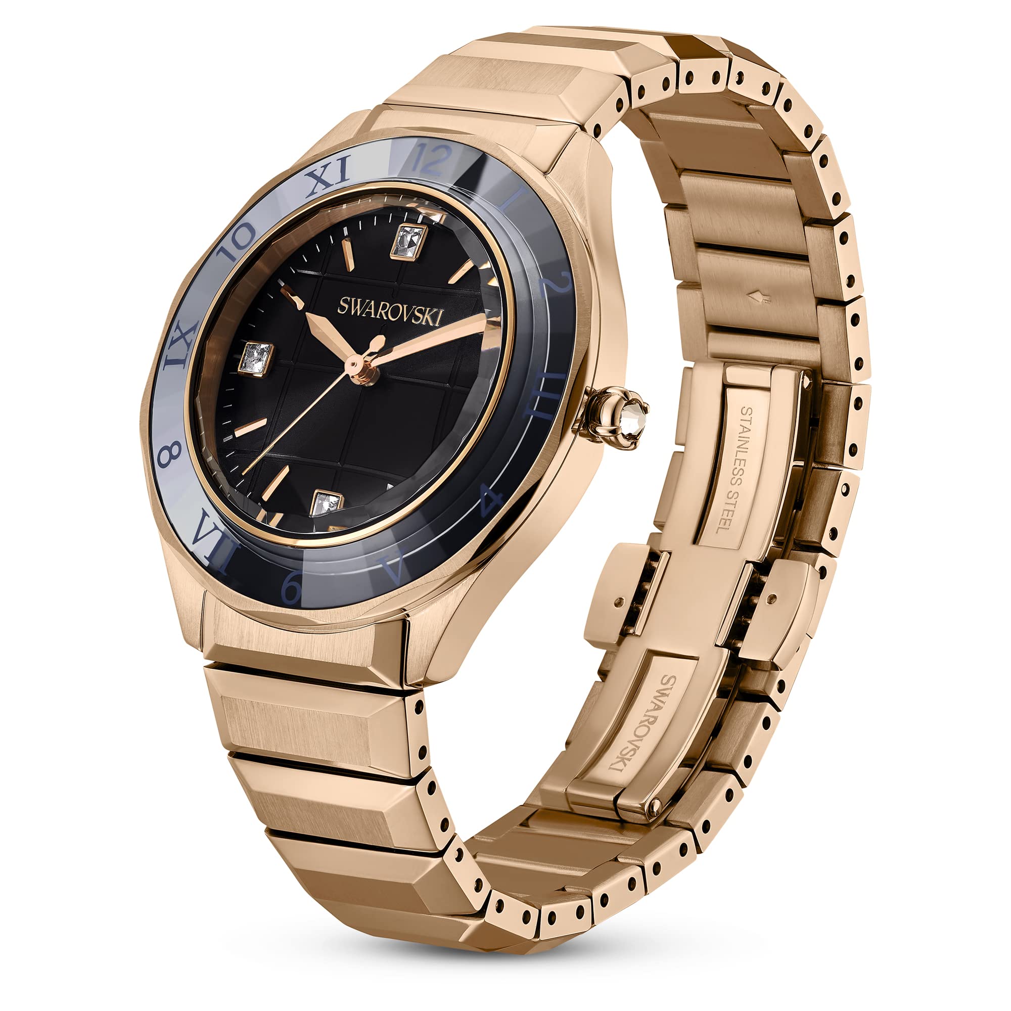 Swarovski Zegarek 37mm, Swiss Made, Metalowa bransoleta, W odcieniu srebra, Stal szlachetna