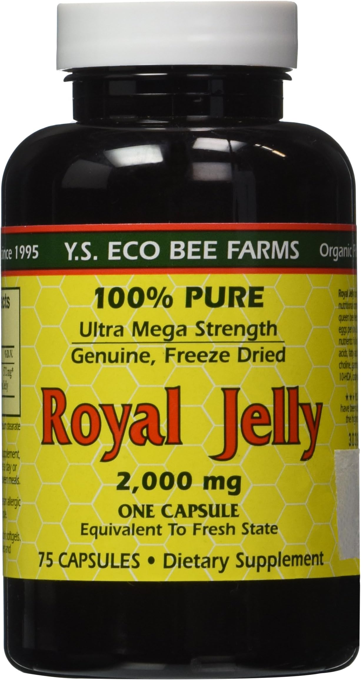 100% Pure Freeze Dried Fresh Royal Jelly - 2000 mg YS Eco Bee Farms 75 Caps