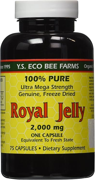 100% Pure Freeze Dried Fresh Royal Jelly - 2000 mg YS Eco Bee Farms 75 Caps