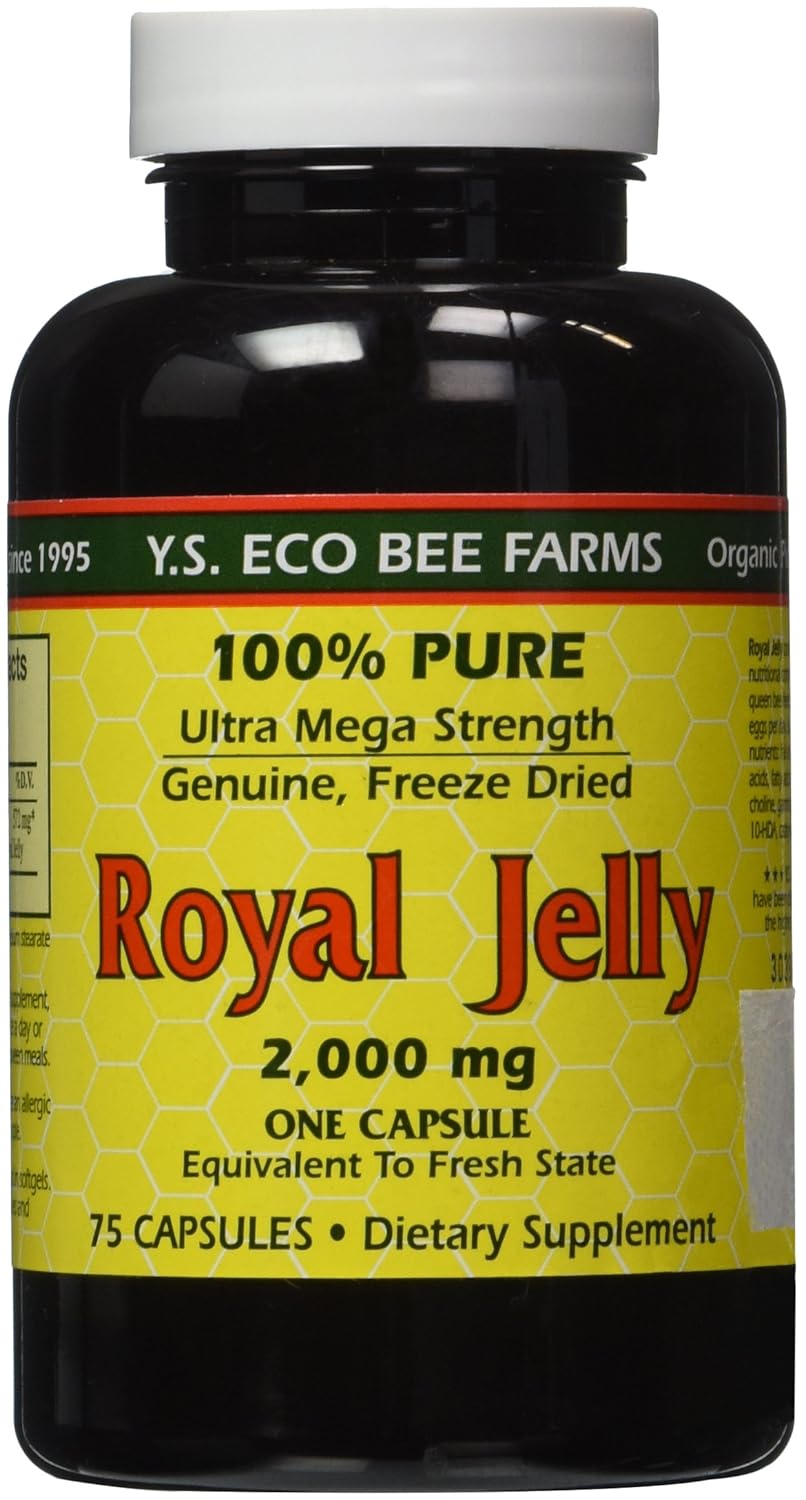 100% Puro Pólen Real Liofilizado - 2000 mg YS Eco Bee Farms 75 Cápsulas