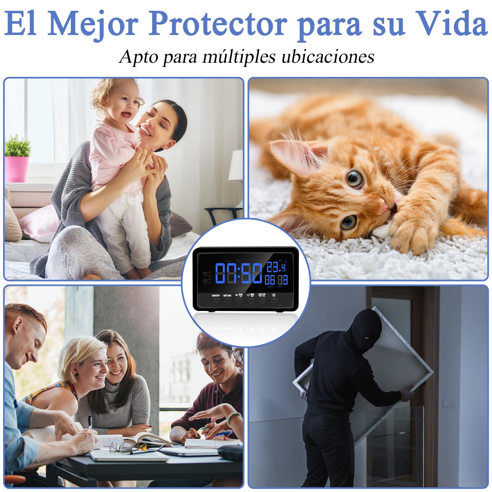 Reloj WiFi Cámara Oculta 1080P WiFi Espía Cámara con Función de Despertador, 2.4/5Ghz Mini Wificámara Espía Compatible con Visión Nocturna y Detección de Movimiento, App Vigilancia Remota