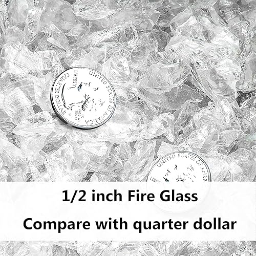 Miniatura 3 de GRISUN Vidrio ignífugo transparente de 20 libras para hoguera, rocas de vidrio templado de 12 pulgada para chimenea natural o de propano, seguro
