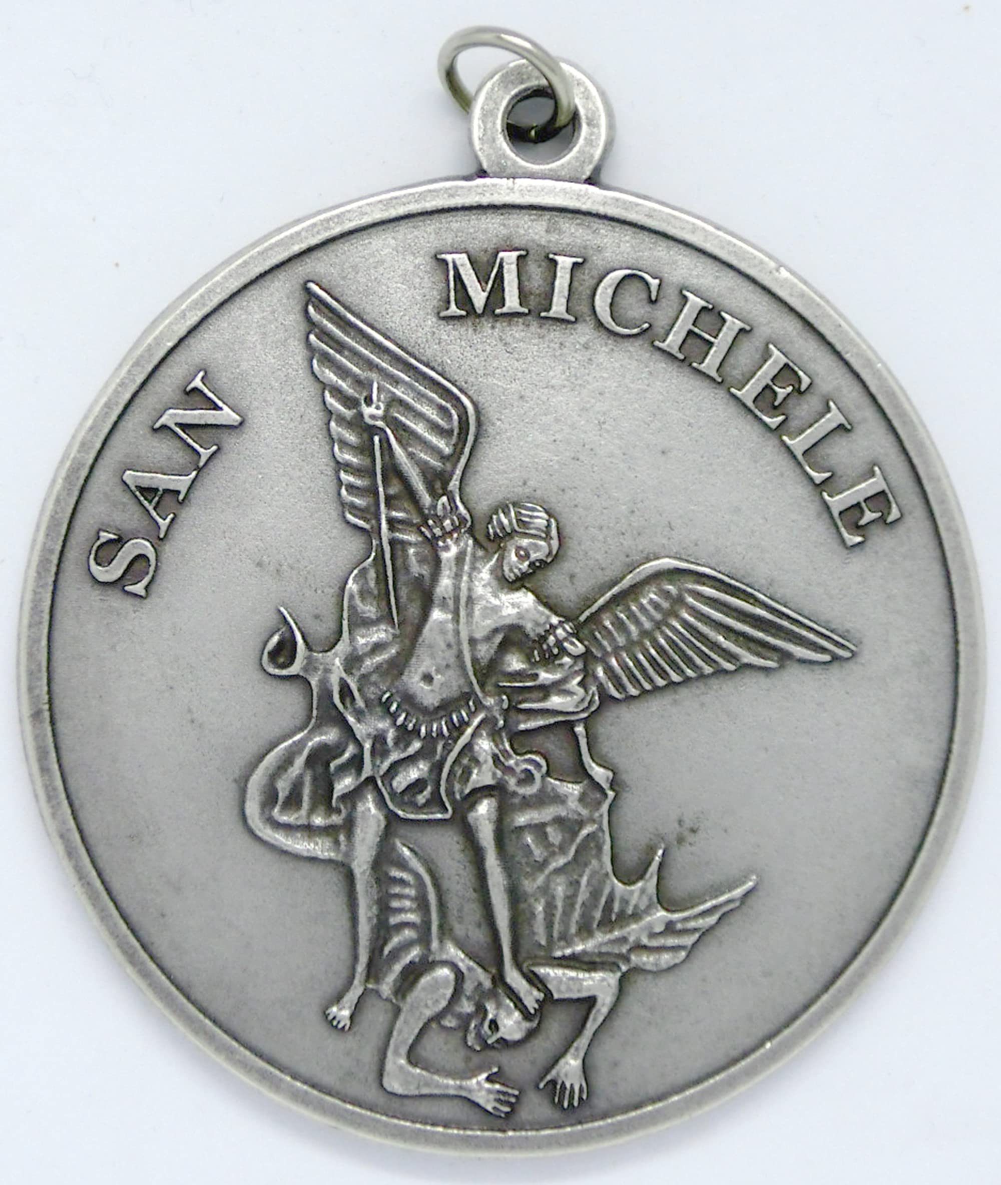 Generico 60.1069.30 médaillon médaille Saint Michel 7 cm rétro prière avec anneau suspendu argent