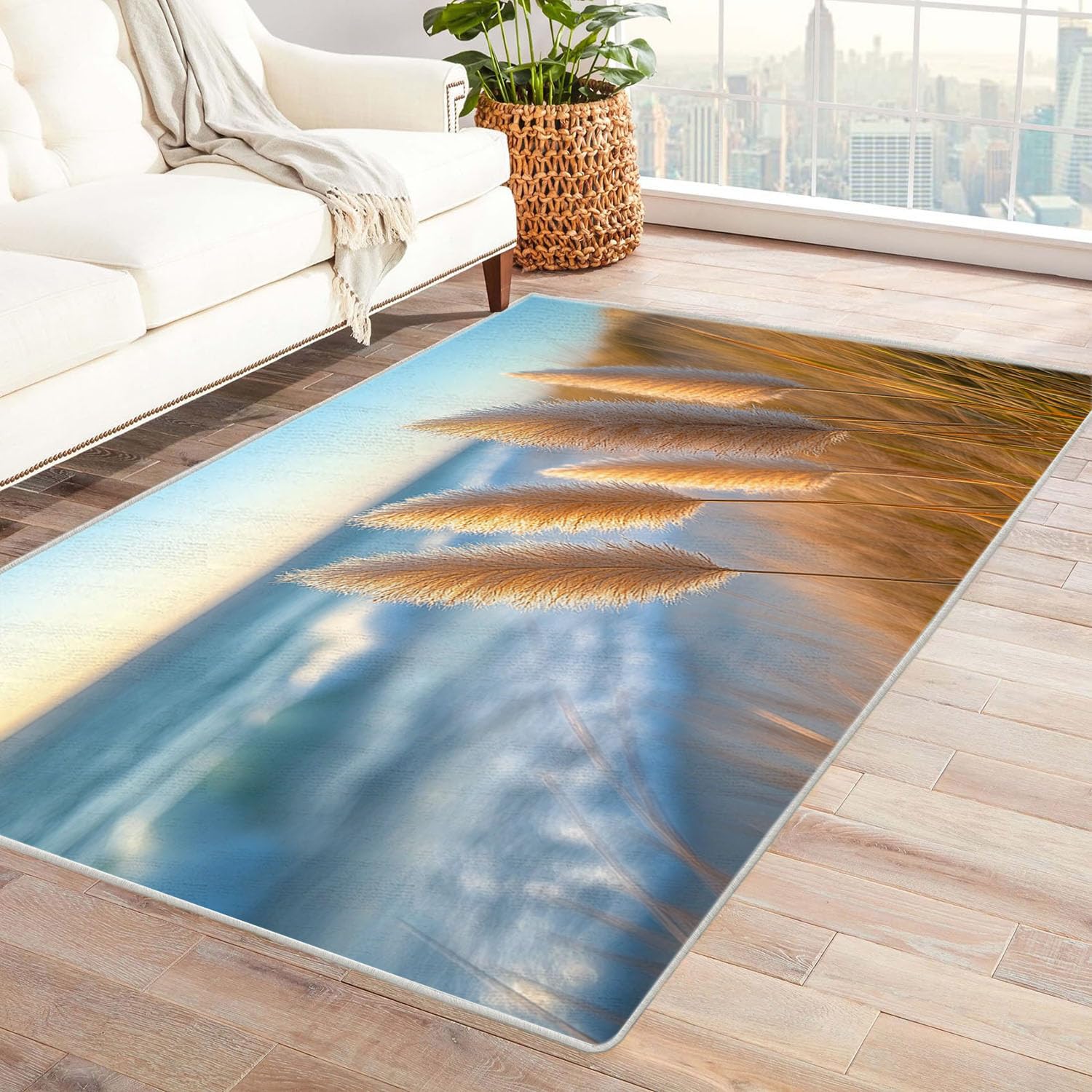 Tapis salon océan vert grand tapis de cuisine et chambre thème de la plage côtière 240x300