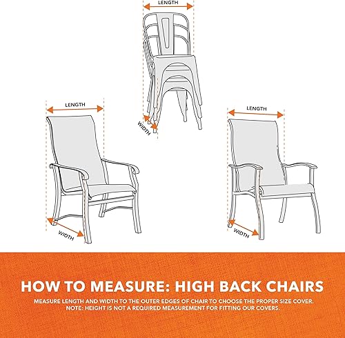 Miniatura 3 de Modern Leisure Chalet Funda para Silla de Bar ApilableRespaldo Alto - Tela Resistente a la Intemperie - Protección de Muebles de Exterior Perfecta
