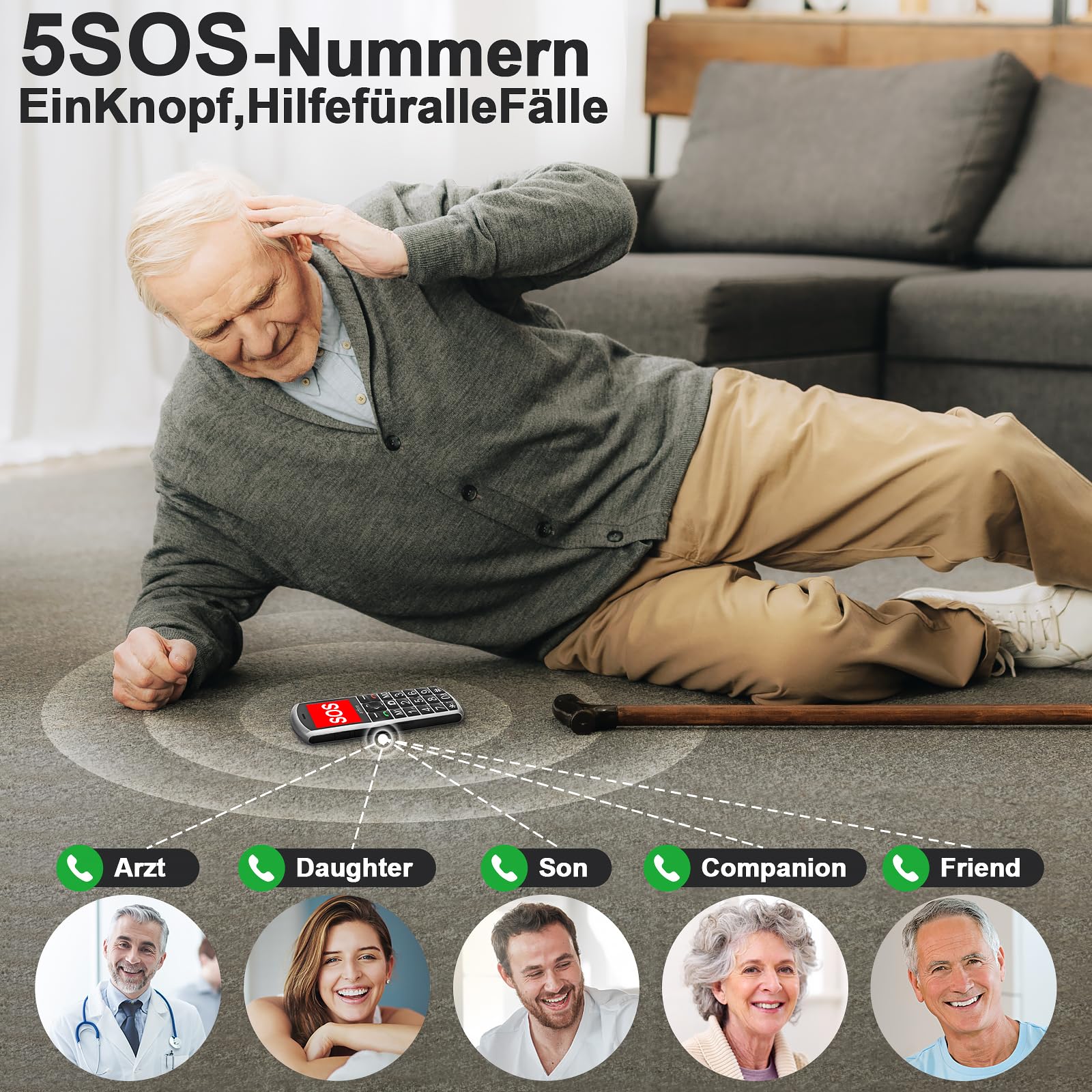 artfone A400 4G Seniorenhandy ohne Vertrag | 2,4 Zoll Farbdisplay | Dual SIM mit Notruftaste | Rentner Handy große Tasten | 1800 mAh Akku Lange Standby-Zeit | Großtastenhandy mit Ladestation
