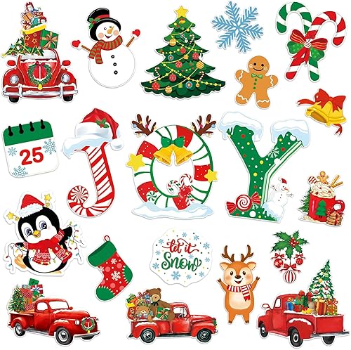 20 imanes de Navidad para nevera, imanes de decoración de puerta de garaje de Navidad, imanes magnéticos decorativos para nevera para automóvil,