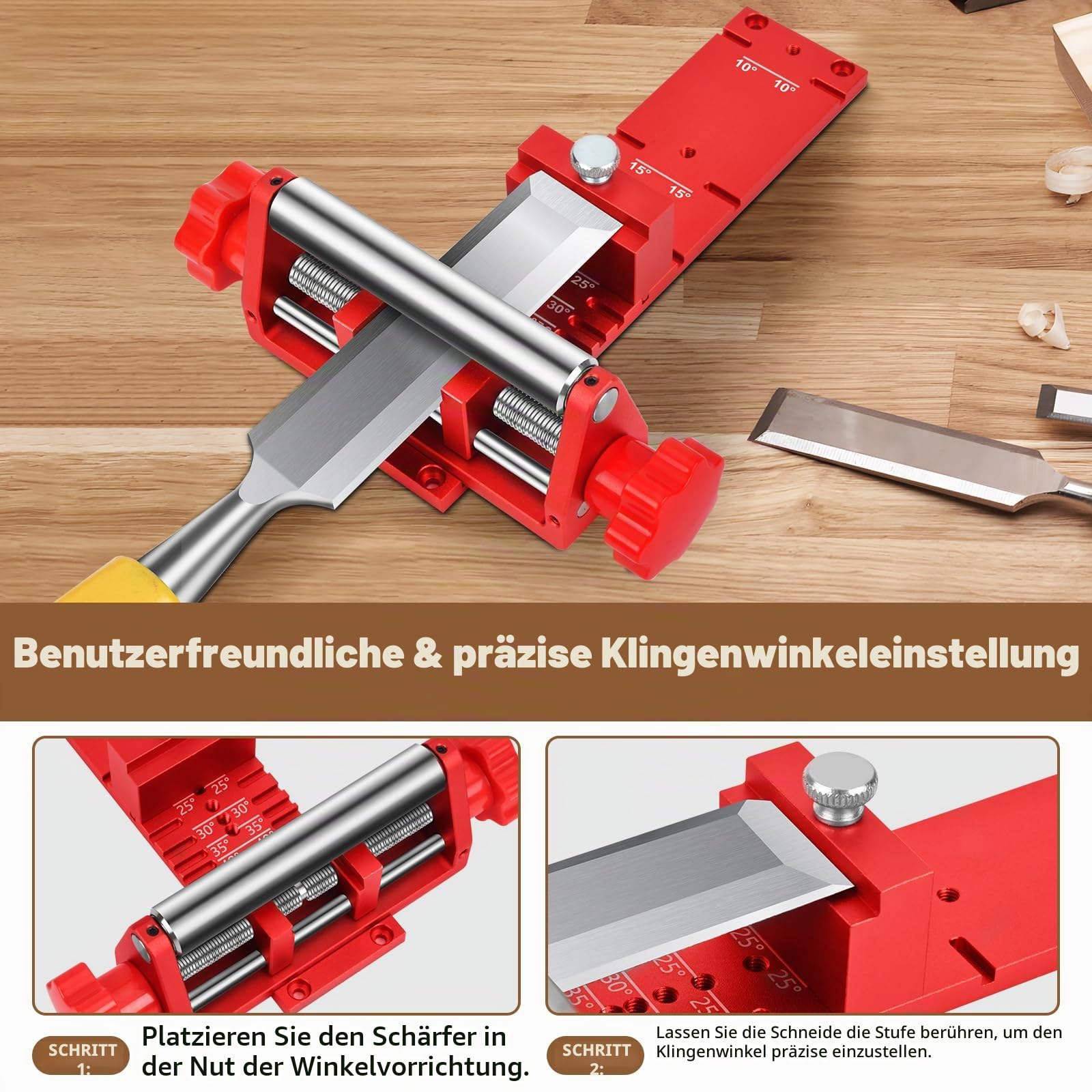 Schleifführung Schärfhilfe Schärfen Schleifhilfe Stechbeitel Mit Schleifsteine, Schleifführungswerkzeug, Meißel Schärfvorrichtung, Honing Guide für Meißel und Ebenen Breite 0.25-7.1cm