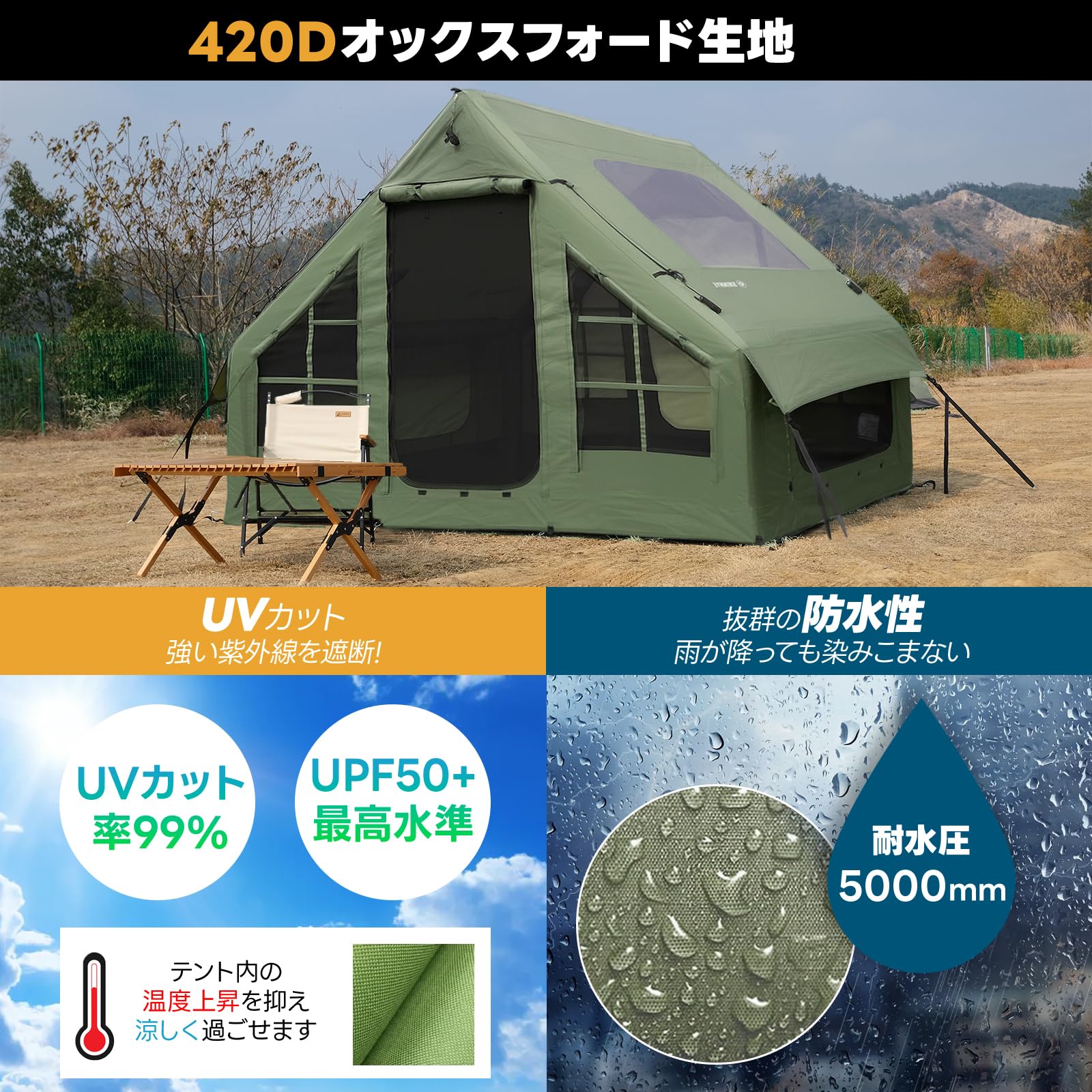 Amazon.co.jp: ShinHye インフレータブルテント エアーテント ロッジ型