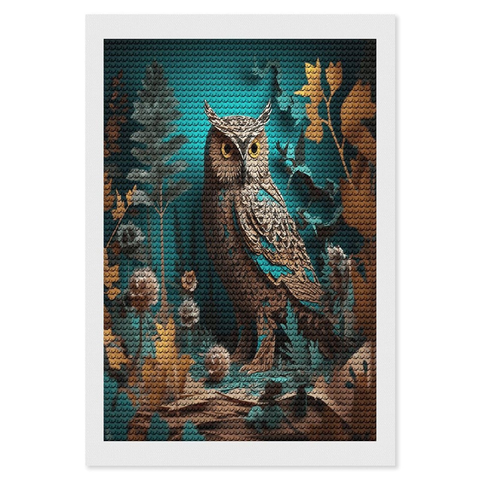 FekiLoot Owl Paint by Numbers Kit for Adults Beginner DIY Diamond Dots Paintings Round Full Drill Diamond Art Kits Picture Diamond Art Painting Kits for Home Decor 8"x12"
