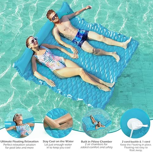 Miniatura 5 de Jasonwell Flotadores flotantes para piscina, flotador inflable gigante para piscina, balsa de lago, tapete de agua flotante para piscina, tumbona,