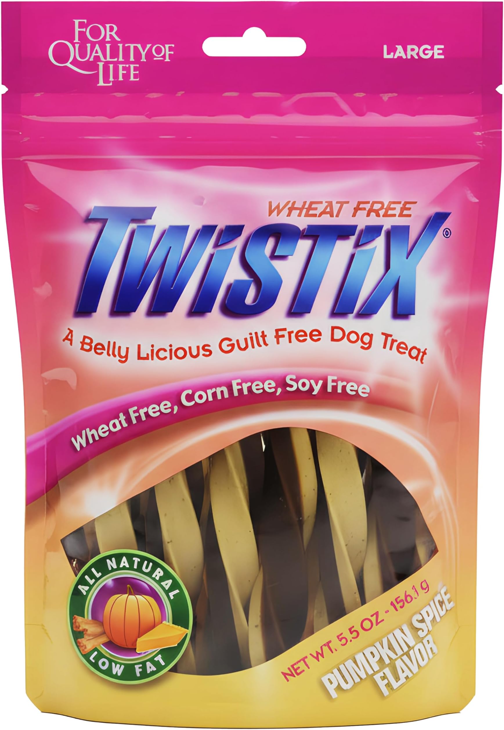 Twistix Canister Twisted Dental Dog Treats Pumpkin Spice | Large Dental Chews for Dogs | Fresh Breath, Clean Teeth & Daily Oral Hygiene Treats