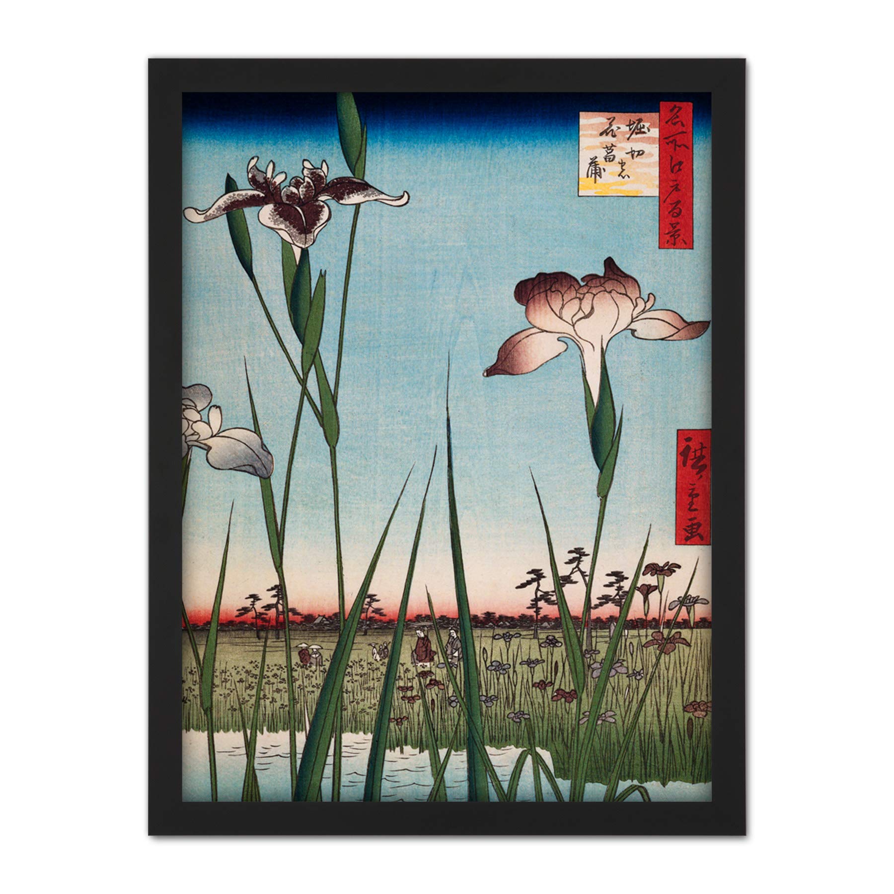 Artery8 Hiroshige Irises In Horikiri Japanese Plants Artwork Framed Wall Art Print 18X24 Inch