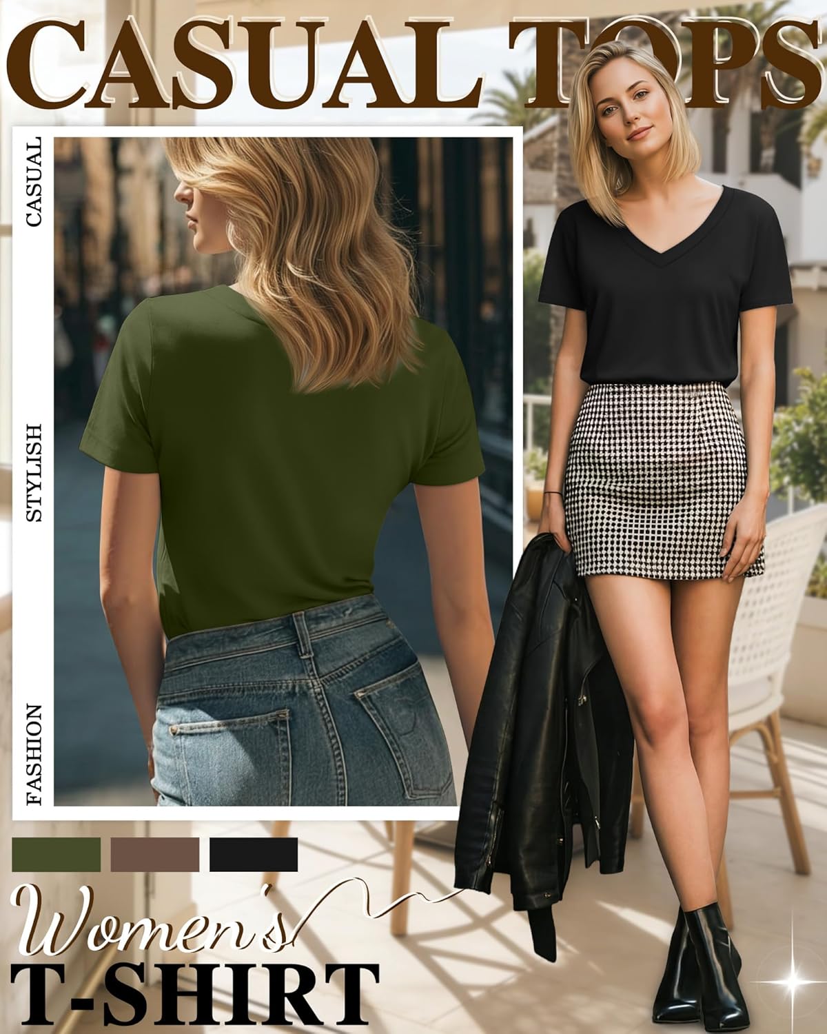 Ficerd 3 Pack Women's Short Sleeve T-Shirts V Neck Tunic Tops Casual Summer Curved Hem Tees Loose Fit Solid Basic Tshirt 2026 - Image 6