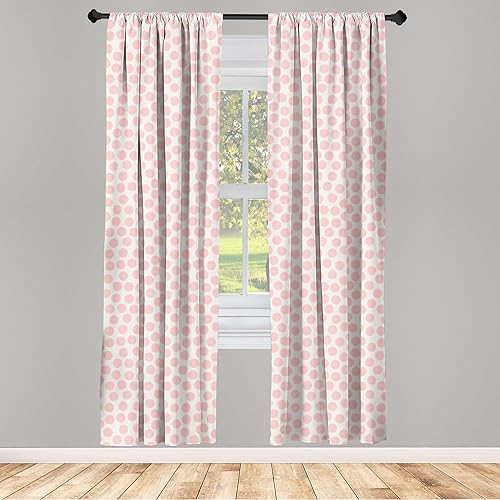 Miniatura 2 de Ambesonne Retro Window Curtains, Hand Drawn Style Dots in Pastel Color and Retro Style Pattern, Lightweight Decor 2-Panel Set with Rod Pocket, Pair