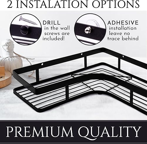 Miniatura 4 de Paquete de 3 organizadores de ducha esquineros, montaje en pared adhesivo, organizador de ducha, organizador de baño de acero inoxidable a prueba de