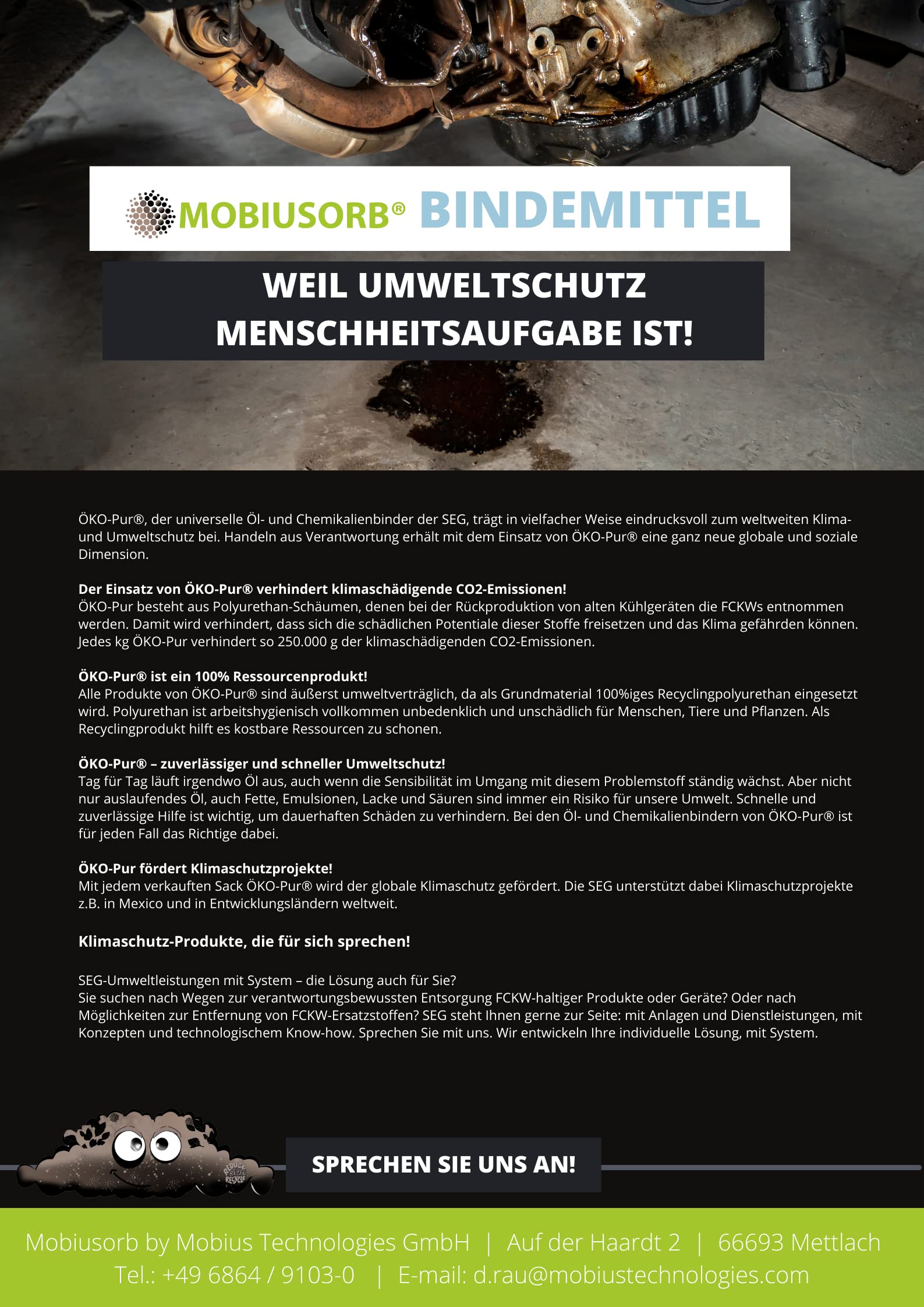 Ölbinder Granulat 50 l saugstark nachhaltig ressourcenschonend Klimaschutzeffekt aus Kühlschrankrückproduktion Made in Germany prävention Auffangwannen 16 kg