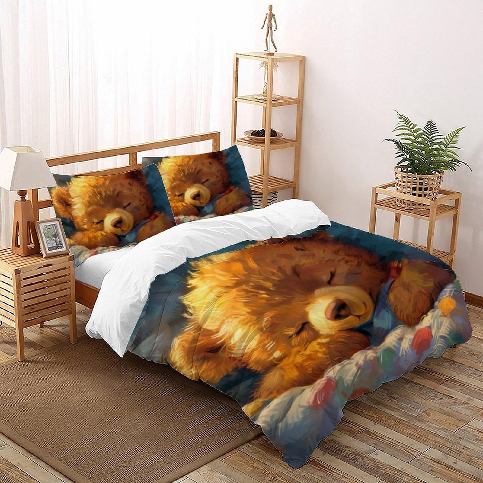 Housse de couette 220x240cm avec 2 taies d'oreiller lit king motif 3D enfants
