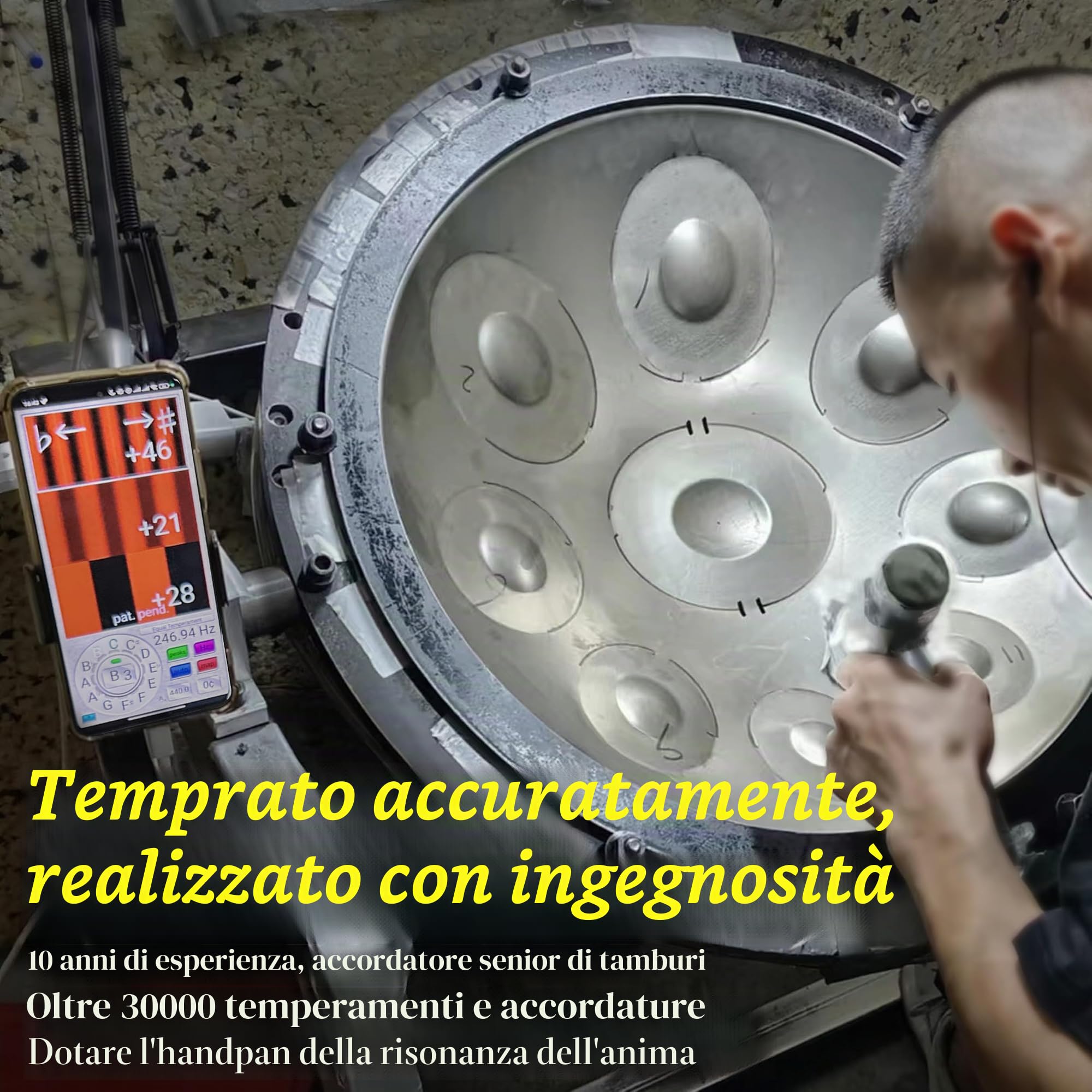 Handpan, Steel Drum, Hand Pan, Tamburo in Acciaio, Blu Notte | 440HZ 14 Note D Minore 22 Pollici 56cm Handpan Drum per Meditazione e Yoga, Tamburo a Mano con Borsa e Supporto