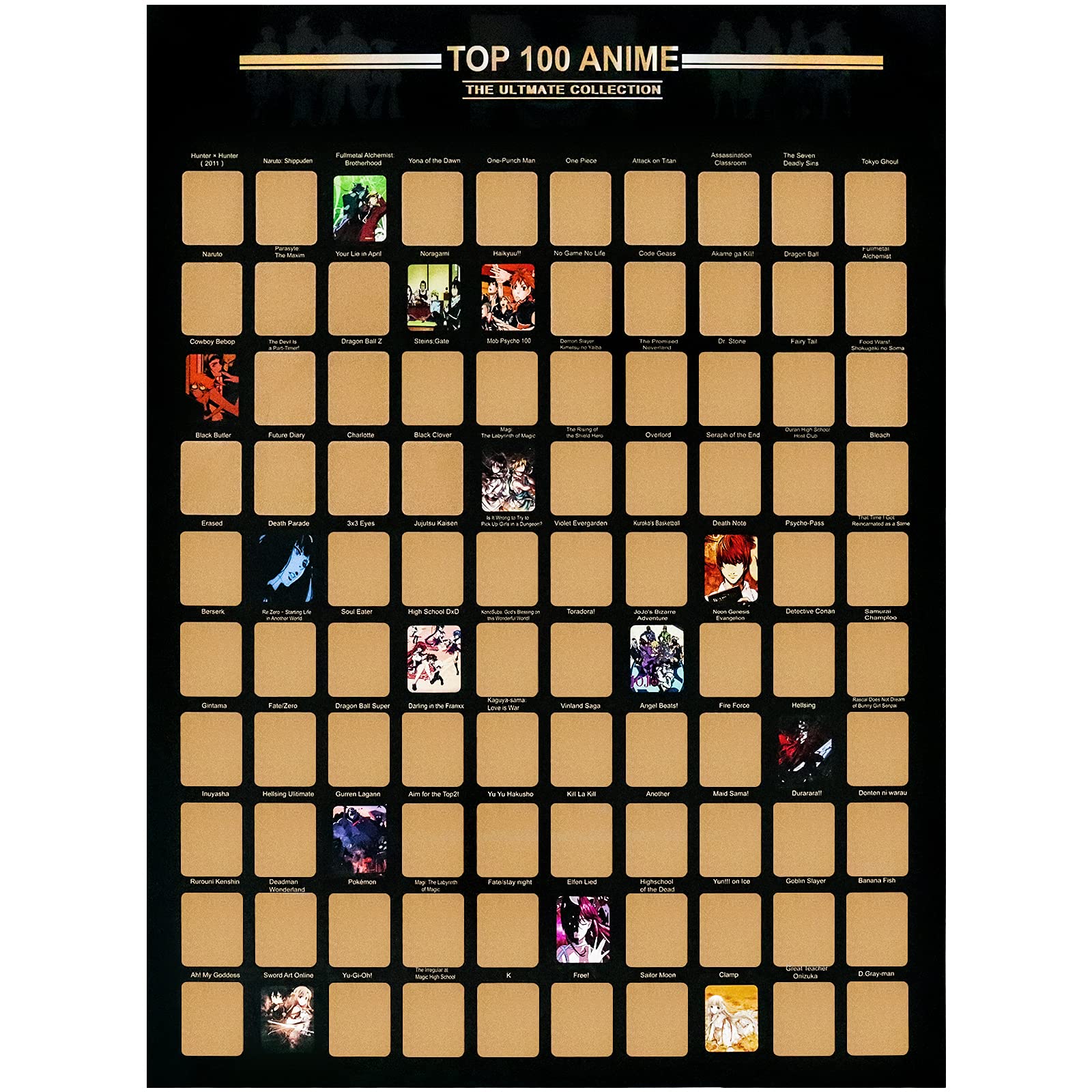 Buy Top 100 Anime Scratch off Anime Bucket List with Scratching Tool