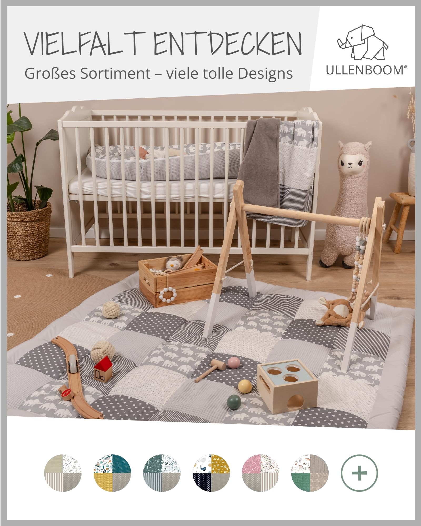 ULLENBOOM ® Sac à couches Eléphant gris (Made in EU) - Sac à langer pour jusqu'à 3 couches, lingettes & accessoires, pochette couches avec zip & élastique, petit & discret