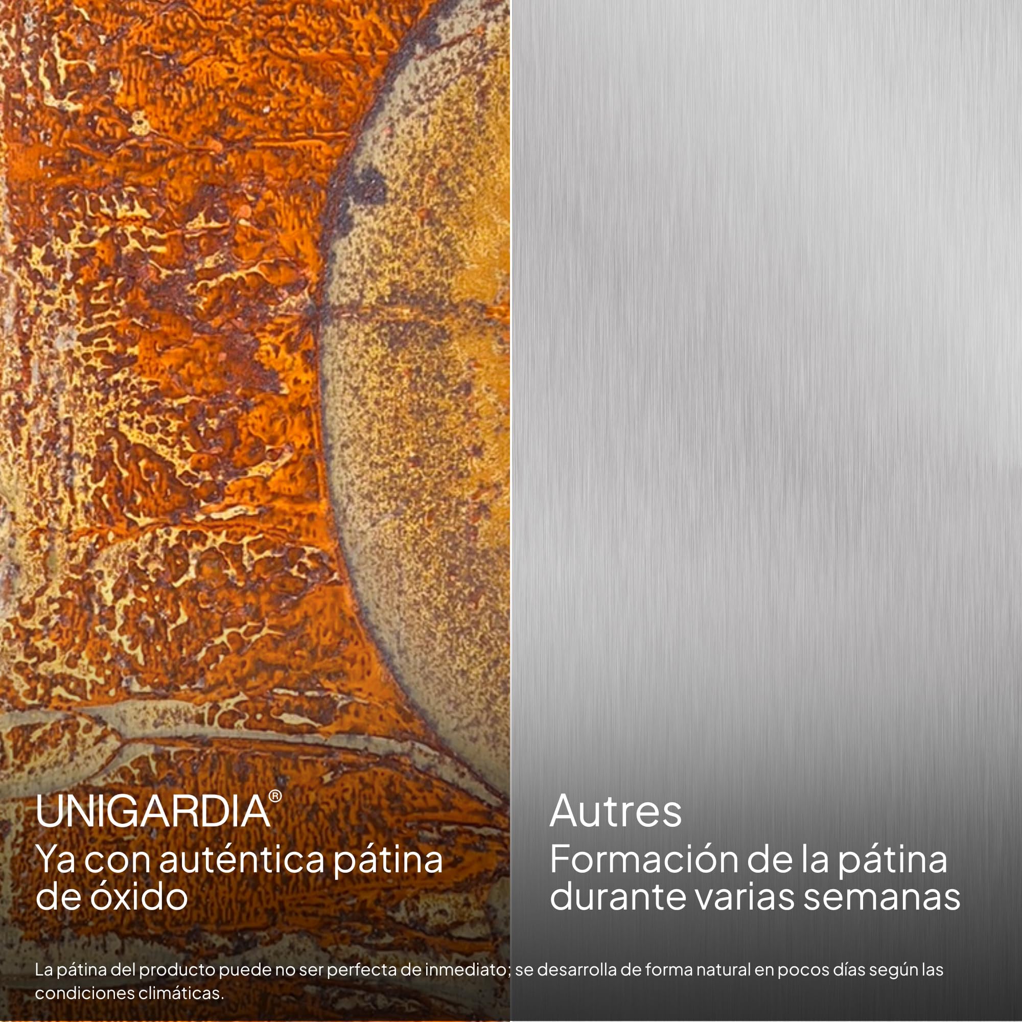 UNIGARDIA Bordura Acero Corten de 6 m - Borduras Jardín Metálicas de 15 cm de Altura – Fácil de Instalar - Separador Jardín Exterior Ondulado con Pátina Natural de Óxido - Incluye 1 Par de Guantes