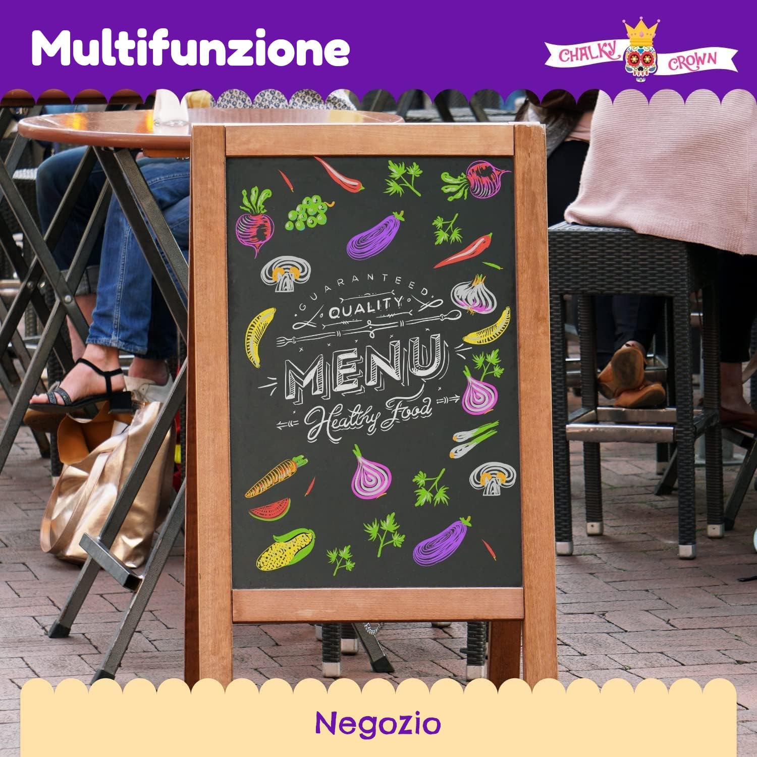 Pennarello Lavagna Cancellabili Punta Grossa 6 mm 8 Pezzi - Colori Intensi Punta Reversibile - Chalky Crown