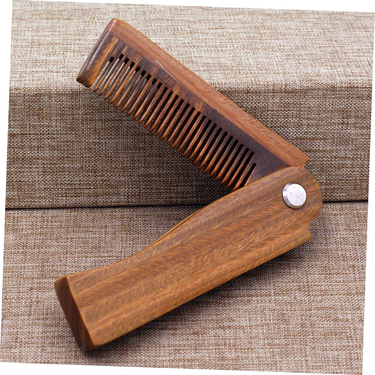 FOYTOKI 1Set Portable Folding Mustache Comb with Case Sandalwood Hair Accessory for Men for Grooming Beards and Mustaches Compact Pocket Comb