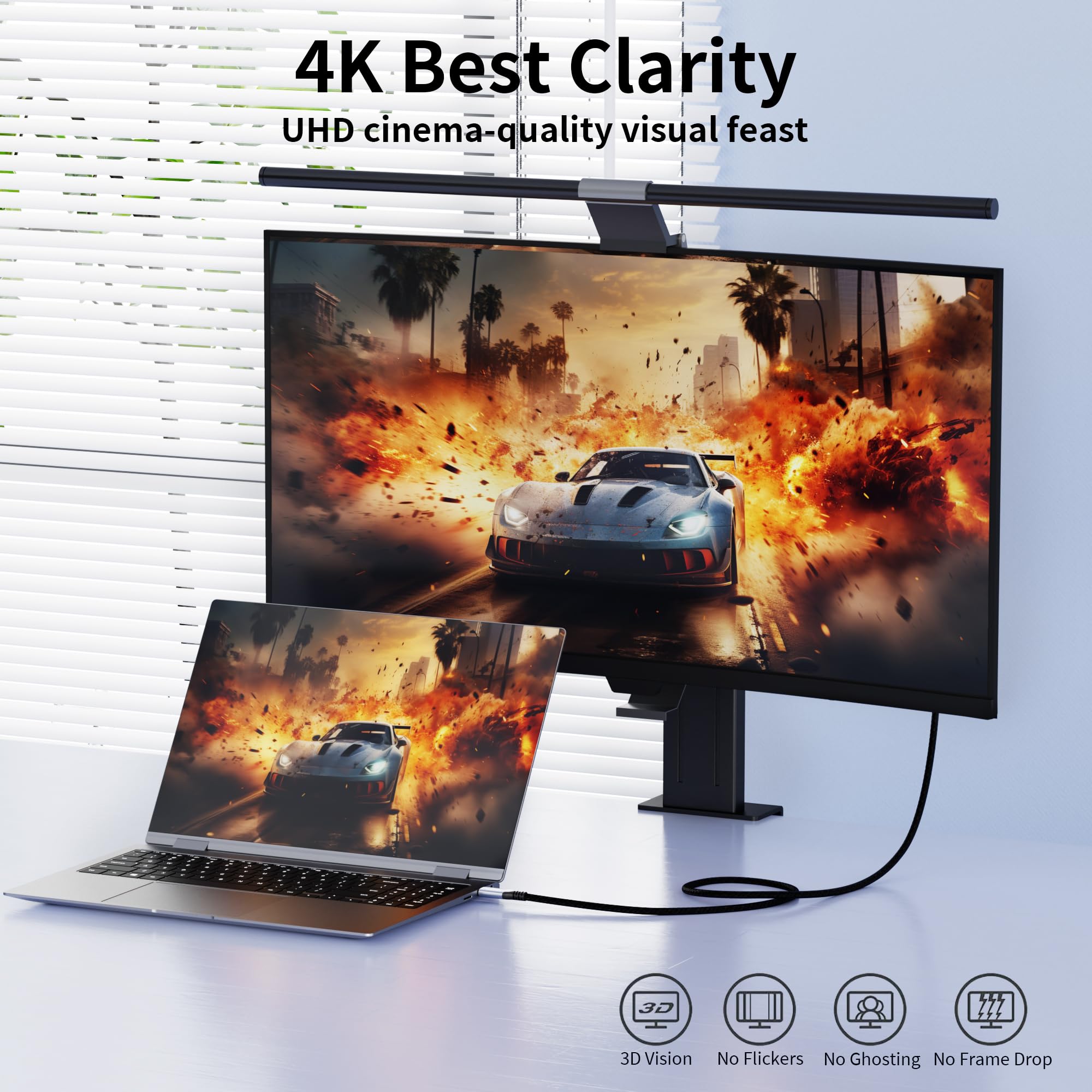 Langes, rechtwinkliges USB C-C 3.2 Gen 2 x 2,20 Gbit/s Datenübertragungskabel, kompatibel mit Thunderbolt 3,90 Grad USB-C auf C Kabel, 100 W Schnellladung, 4K @ 120 Hz Ausgangsmonitor, SSD