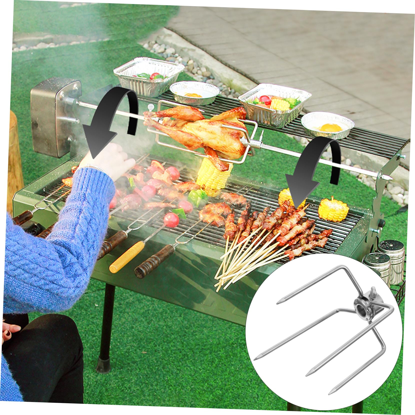 VICASKY 2pezzi Forchette Per Carne Girarrosto in Acciaio Inossidabile Forchette Per Barbecue Da Spiedo Accessori Per Riutilizzabili e Lavabili in Lavastoviglie