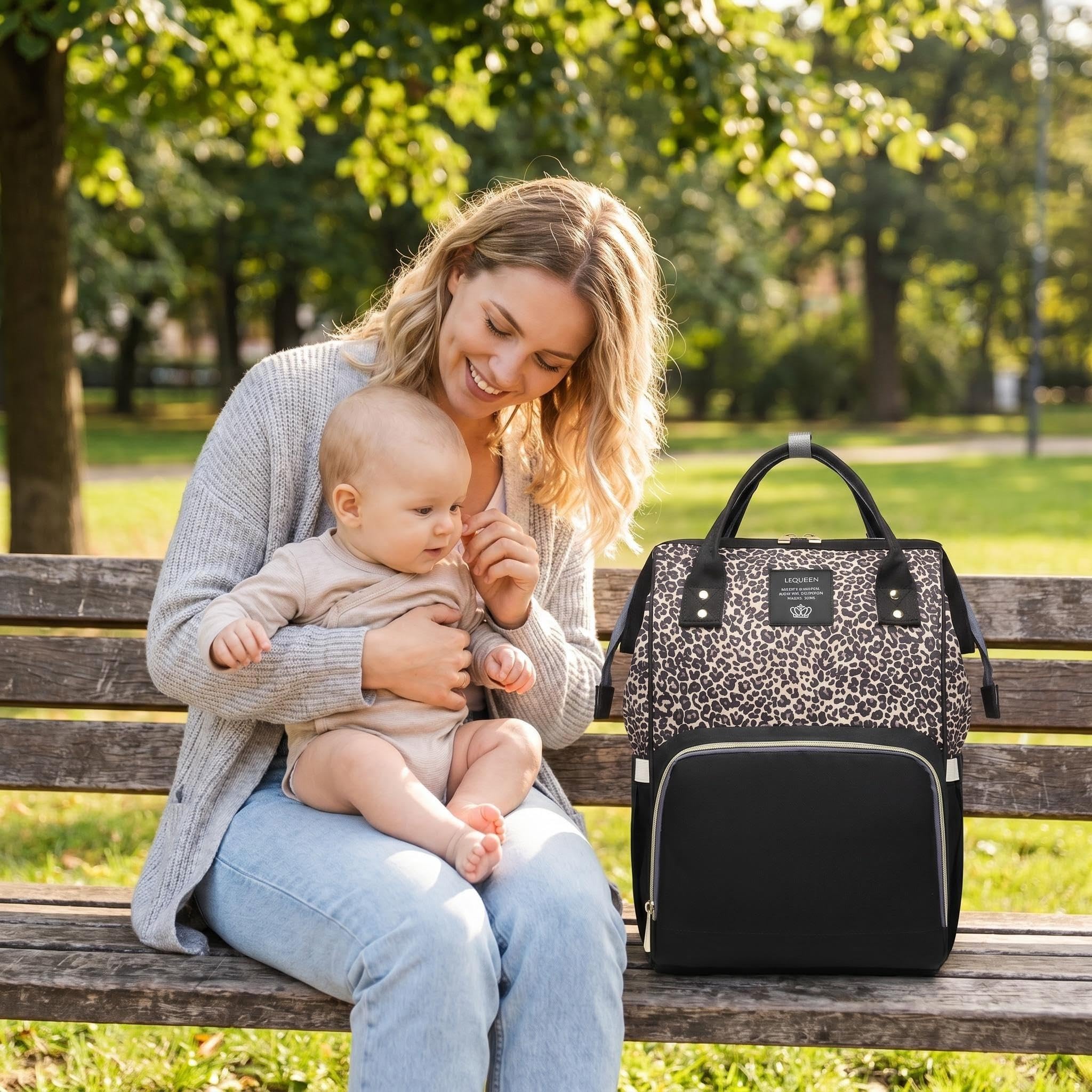 Wickeltasche Rucksack, Leopardenmuster, multifunktionale Baby-Wickeltasche für Jungen und Mädchen, wasserdichter Rucksack, Reise-Wickeltasche