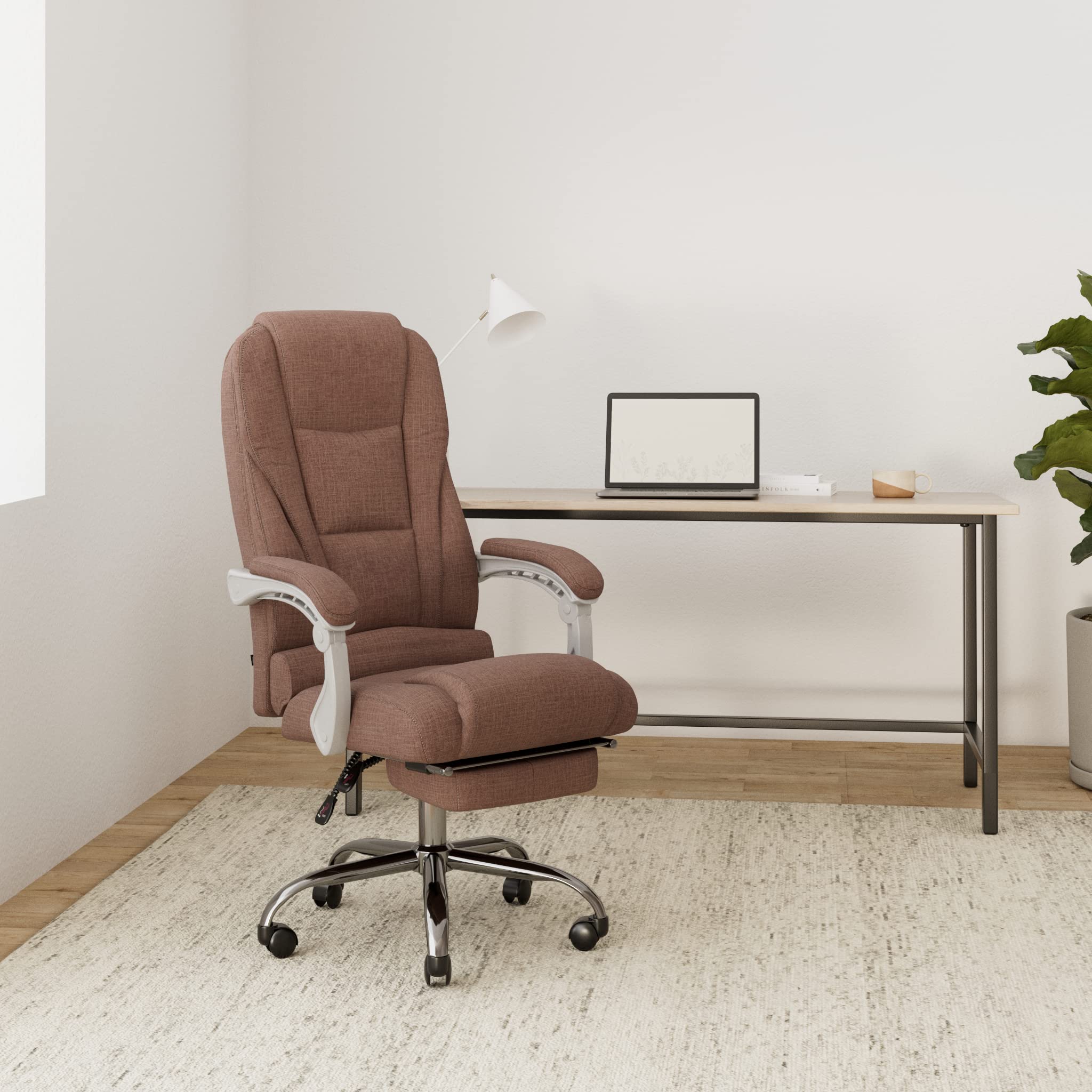 CLP Sedia Ufficio Pacific In Stoffa I Poltrona Direzionale Ergonomica Imbottita Con Poggiapiedi Carico Max 150 KG Colore:marrone