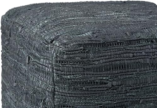 Miniatura 79 de SIMPLIHOME Grady Puf cuadrado contemporáneo en tono tierra marrón tejido a mano para la sala de estar, el dormitorio y la habitación de los niños