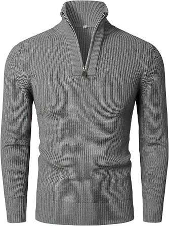 HOOD CREW Men s Long Sleeve Jumper Causal Tops Fall Stand Collar Zipper Pullovers