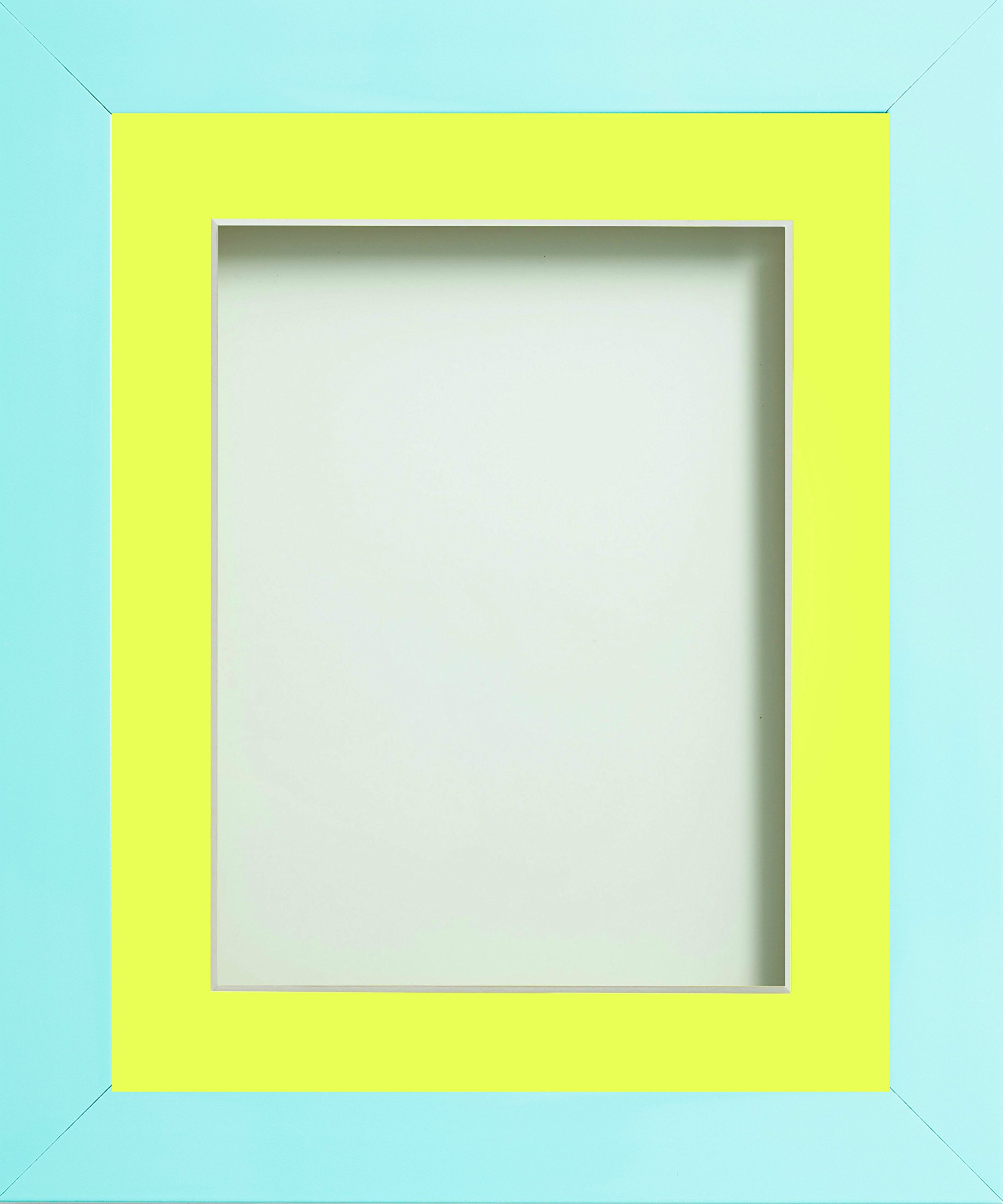 Frame Company Candy Range Aqua Blue 8x6 Frame With Lemon Bon Bon Mount for image size 5x3 inches