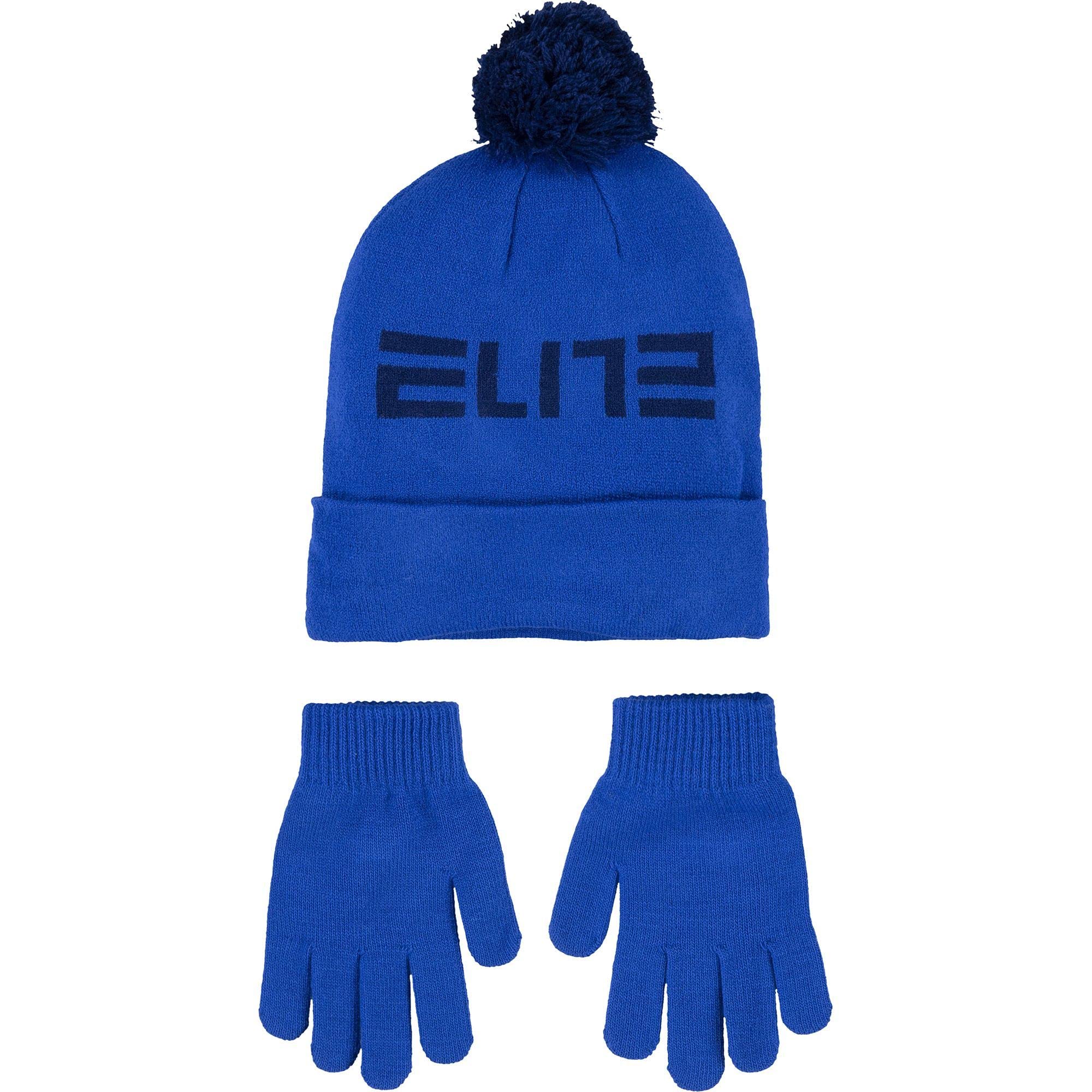 Nike Big Kids' Elite Beanie and Gloves Set (One Size, Game Royal/Black)