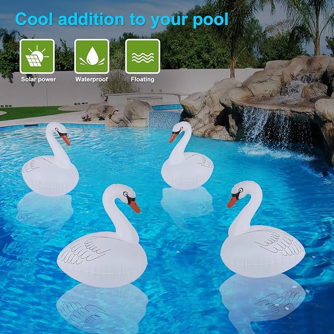 Goallim Luces Flotantes para Piscina Solar 2 Pack Cisne miniatura 8