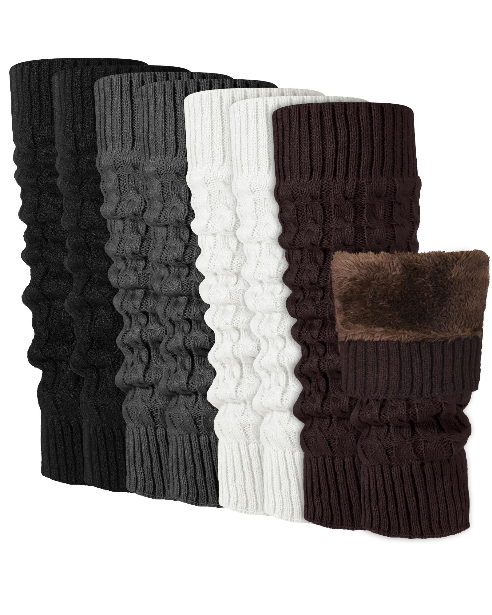 Chuarry 4 Pairs Fleece Lined Leg Warmers for Women Cold Weather