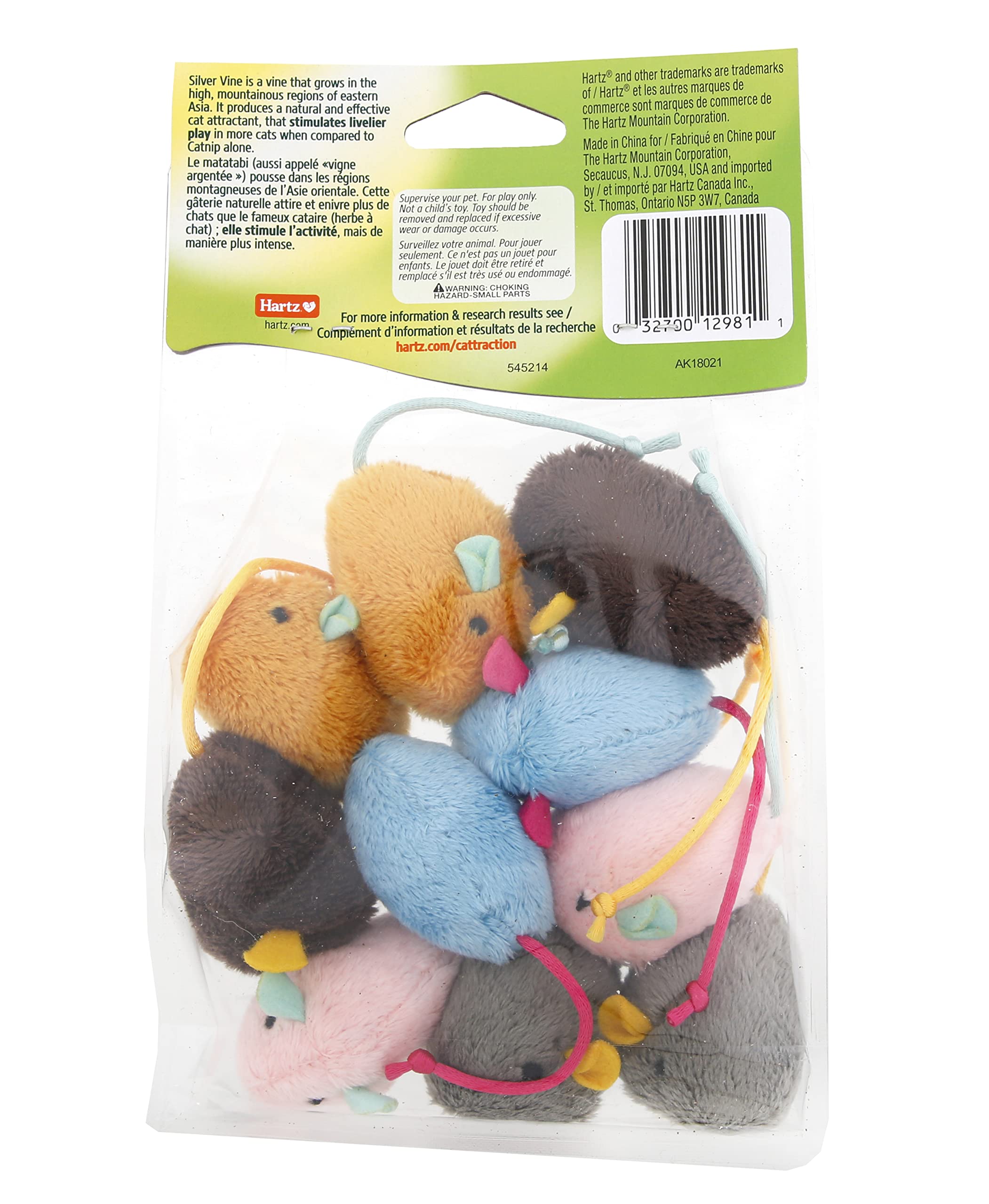 Hartz Cattraction Lot de 10 Souris froissées avec Vigne argentée et Herbe à Chat