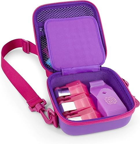 CASEMATIX Funda de viaje compatible con Cool Maker Shimmer Me Body Art Temporal Roll-on Glitter Tattoos Roller y recargas  Funda púrpura solo con