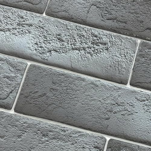 100 Whitewash Grey Faux Brick Wall Tiles, 3D Thin Brick