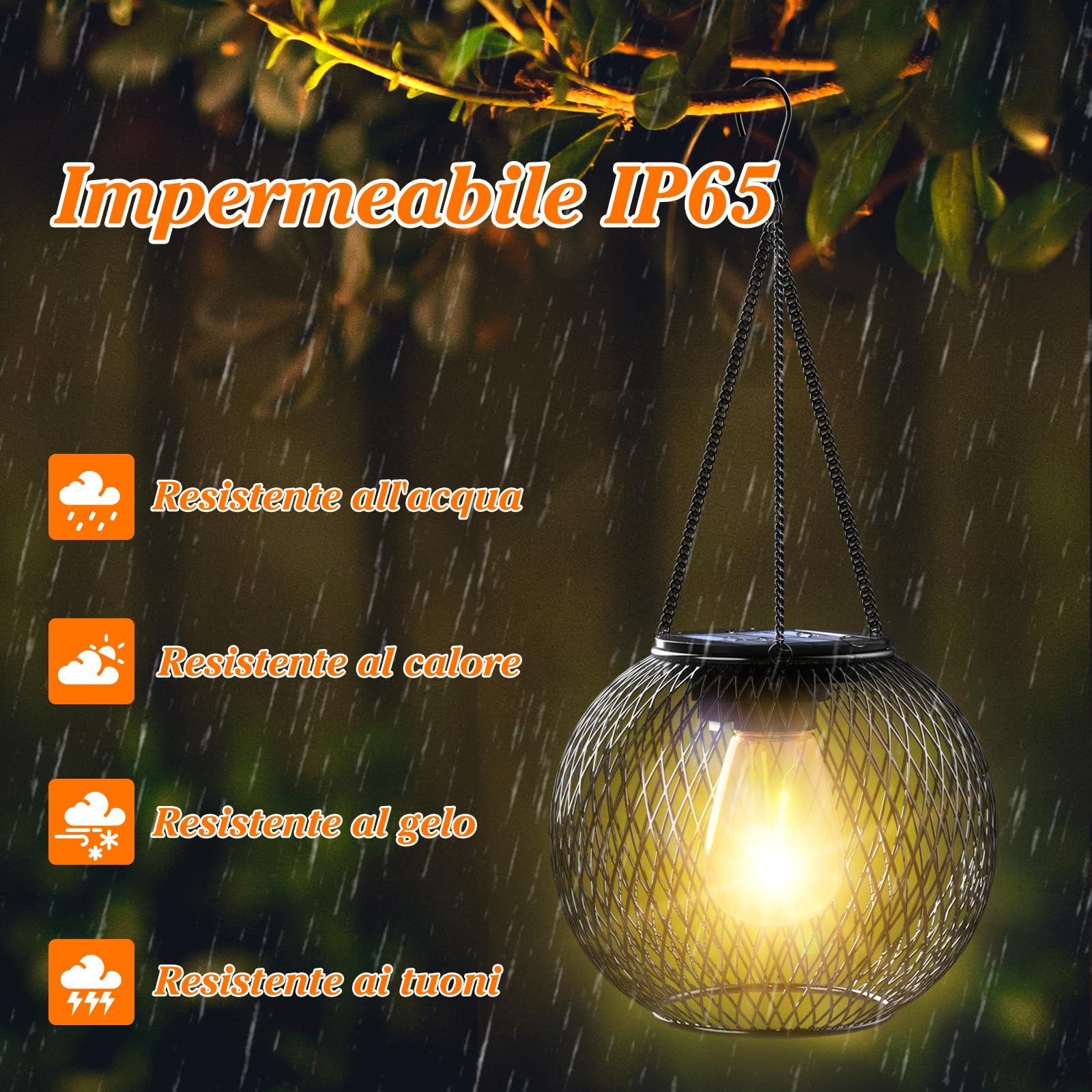 Lanterne Solari da Esterno,Ortiny 2 Pezzi Lanterne da Esterno con IP 65 Lanterne Halloween Ideale per Matrimoni Giardino Natale Feste Patio Eventi per IInterni ed Esterni Decorazioni(Bianco caldo)