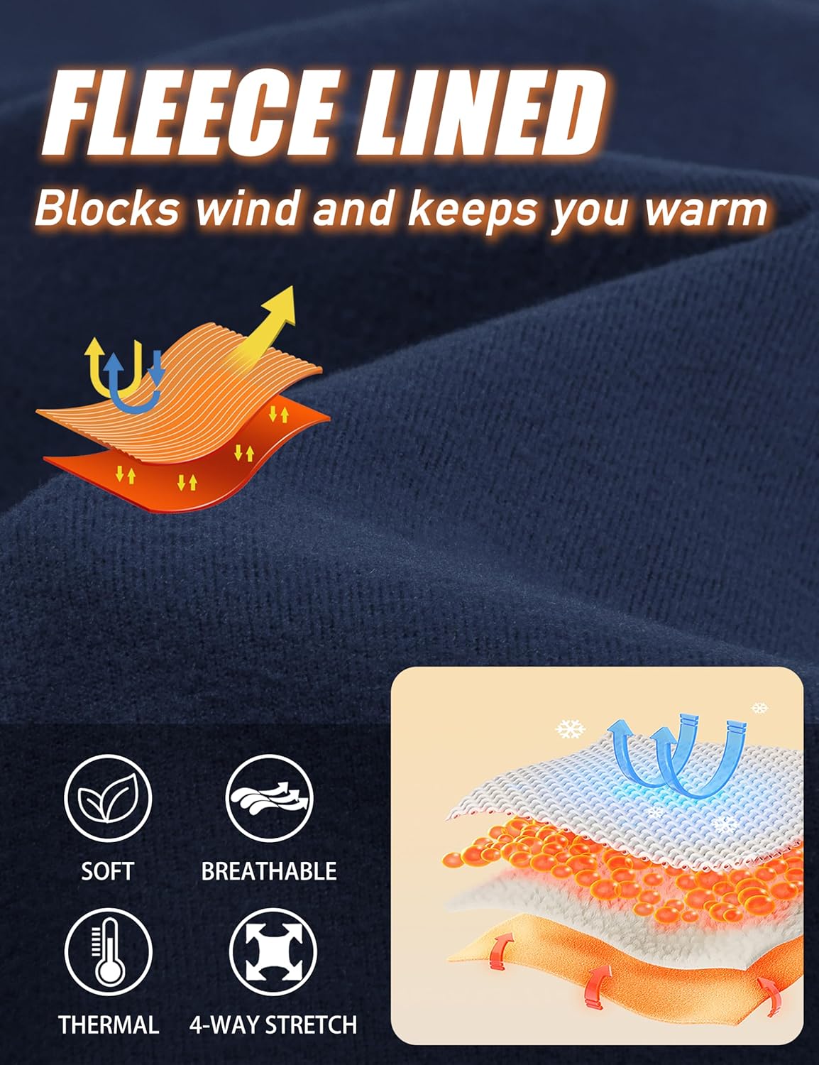 Derminpro Men's Fleece Lined Mock Neck Knit Long Sleeve Undershirts Thermal T Shirts - Image 5